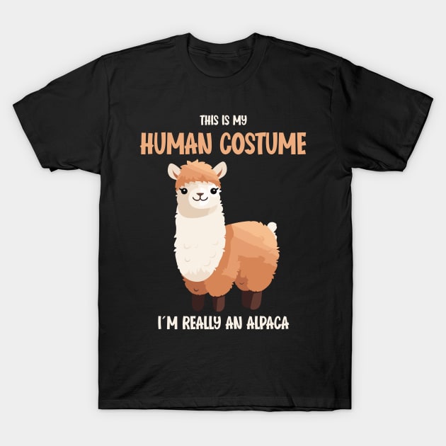 Cute Alpaca Halloween T-Shirt | This is My Human Costume Shirt | Funny Animal Lovers Season Outfit | Humorous Gift Idea T-Shirt by Indigo Lake